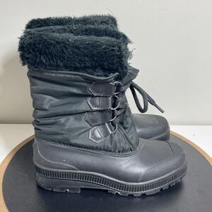 Sorel‎ Winter Snow Boots Women Size 6 Kaufman Canada Black Felt Lined Insulated